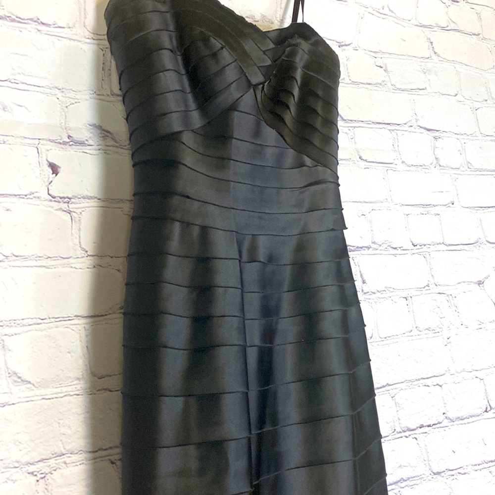 BCBG MaxAzria black strapless formal gown